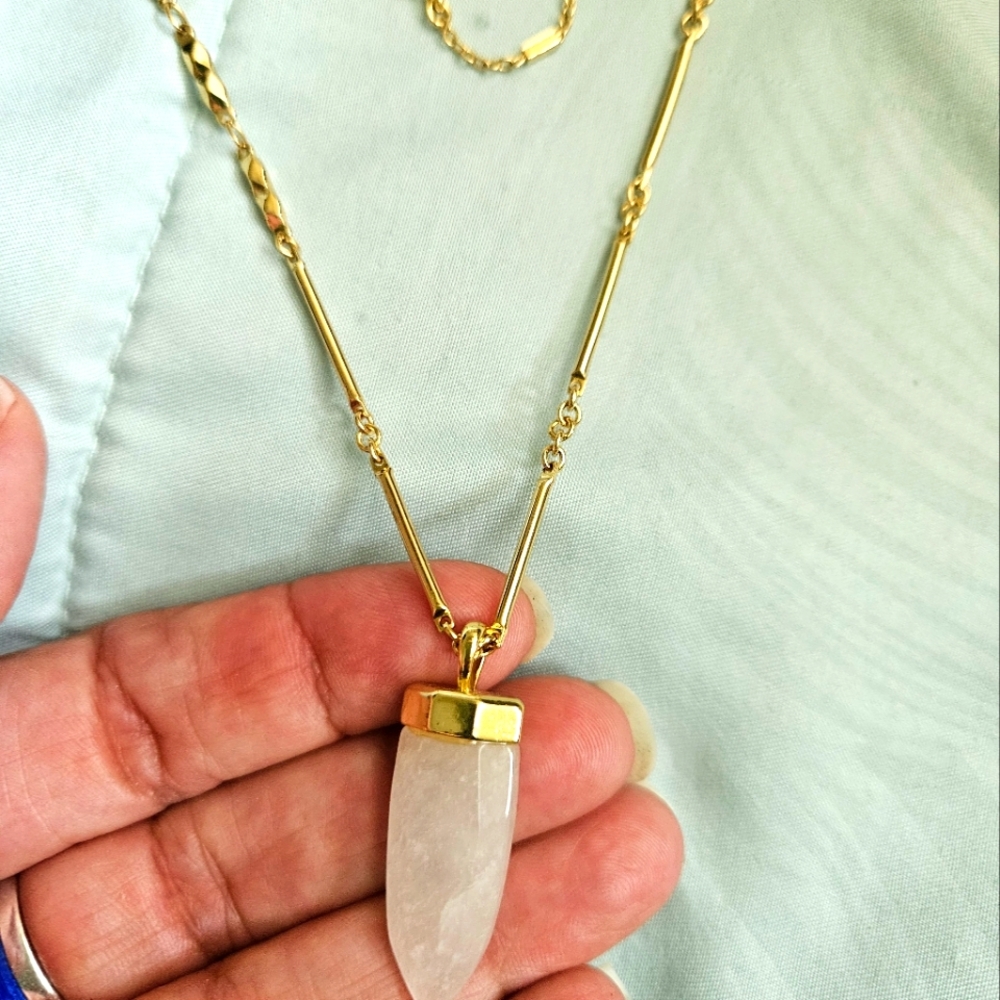Stella and Dot Aria Pendant necklace - white crystal muli chain